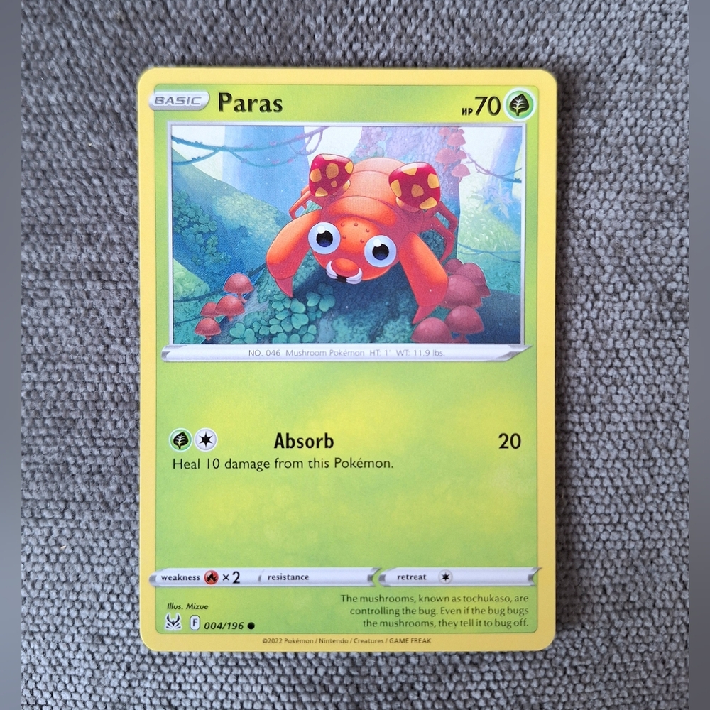 Pokémon Paras 4/196 TCG Lost Origin Card